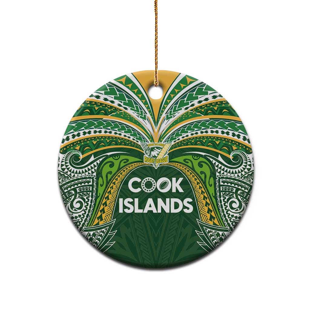 Cook Islands Rugby League Ceramic Ornament Tatau Tribal Motifs-Dark Green Color - Polynesian Pride