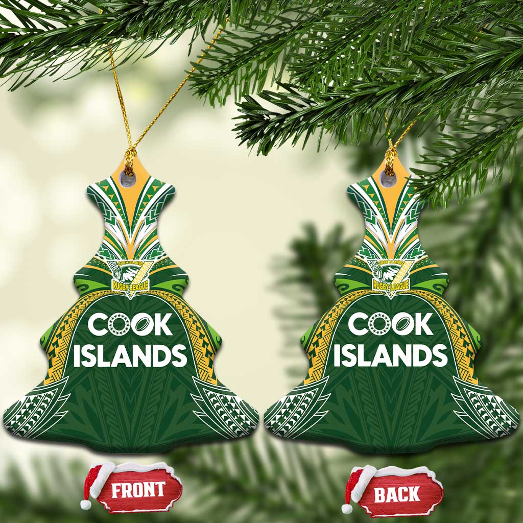 Cook Islands Rugby League Ceramic Ornament Tatau Tribal Motifs-Dark Green Color - Polynesian Pride