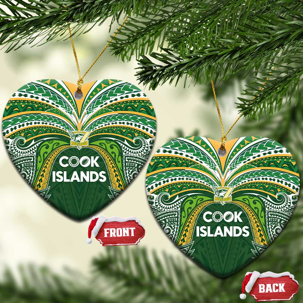 Cook Islands Rugby League Ceramic Ornament Tatau Tribal Motifs-Dark Green Color - Polynesian Pride
