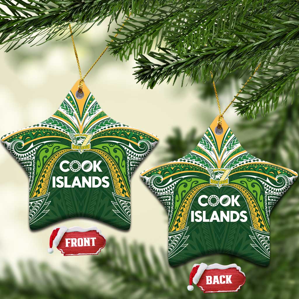 Cook Islands Rugby League Ceramic Ornament Tatau Tribal Motifs-Dark Green Color - Polynesian Pride
