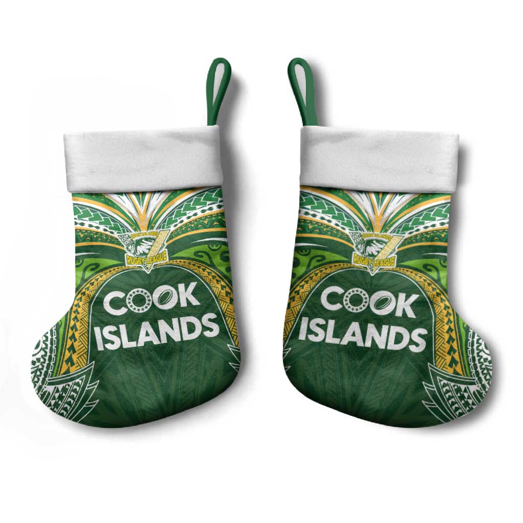 Cook Islands Rugby League Christmas Stocking Tatau Tribal Motifs-Dark Green Color - Polynesian Pride