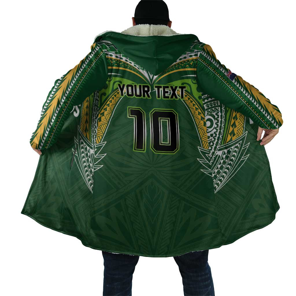 Custom Cook Islands Rugby League Cloak Tatau Tribal Motifs-Dark Green Color - Polynesian Pride