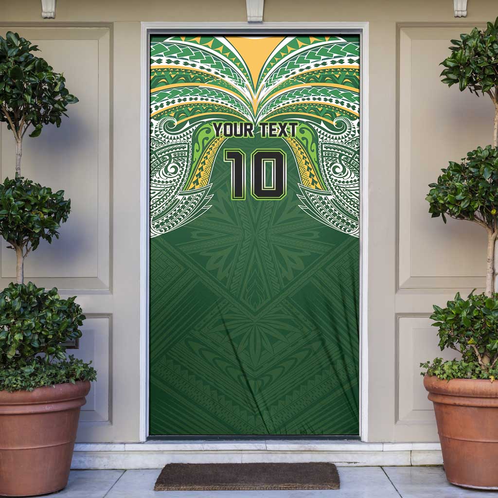 Custom Cook Islands Rugby League Door Cover Tatau Tribal Motifs-Dark Green Color - Polynesian Pride