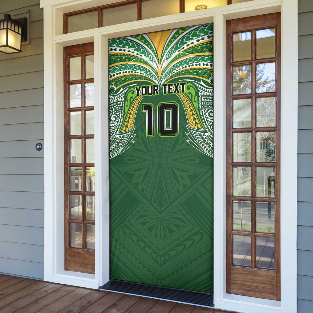 Custom Cook Islands Rugby League Door Cover Tatau Tribal Motifs-Dark Green Color - Polynesian Pride