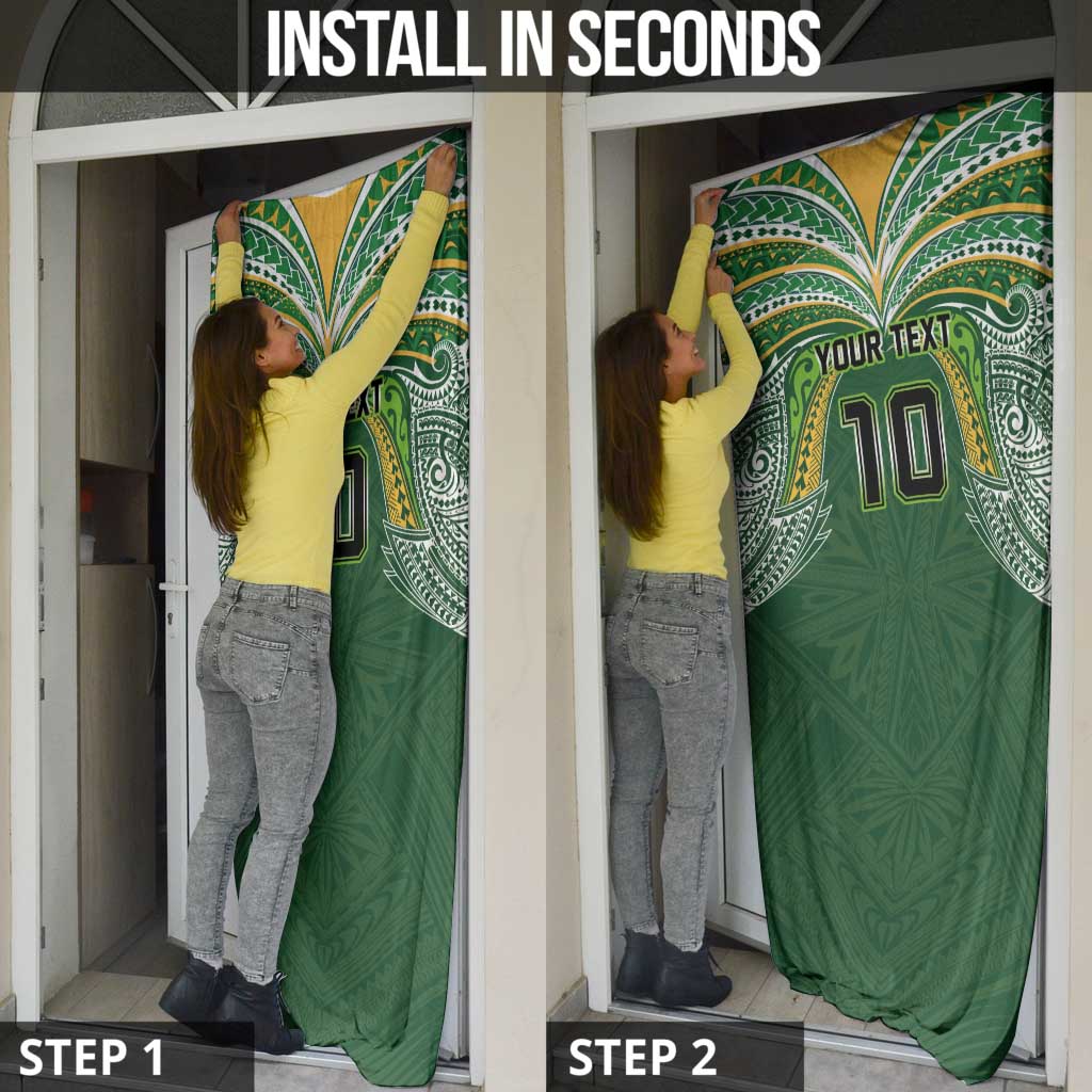 Custom Cook Islands Rugby League Door Cover Tatau Tribal Motifs-Dark Green Color - Polynesian Pride