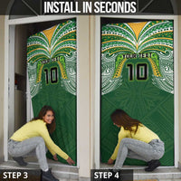 Custom Cook Islands Rugby League Door Cover Tatau Tribal Motifs-Dark Green Color - Polynesian Pride