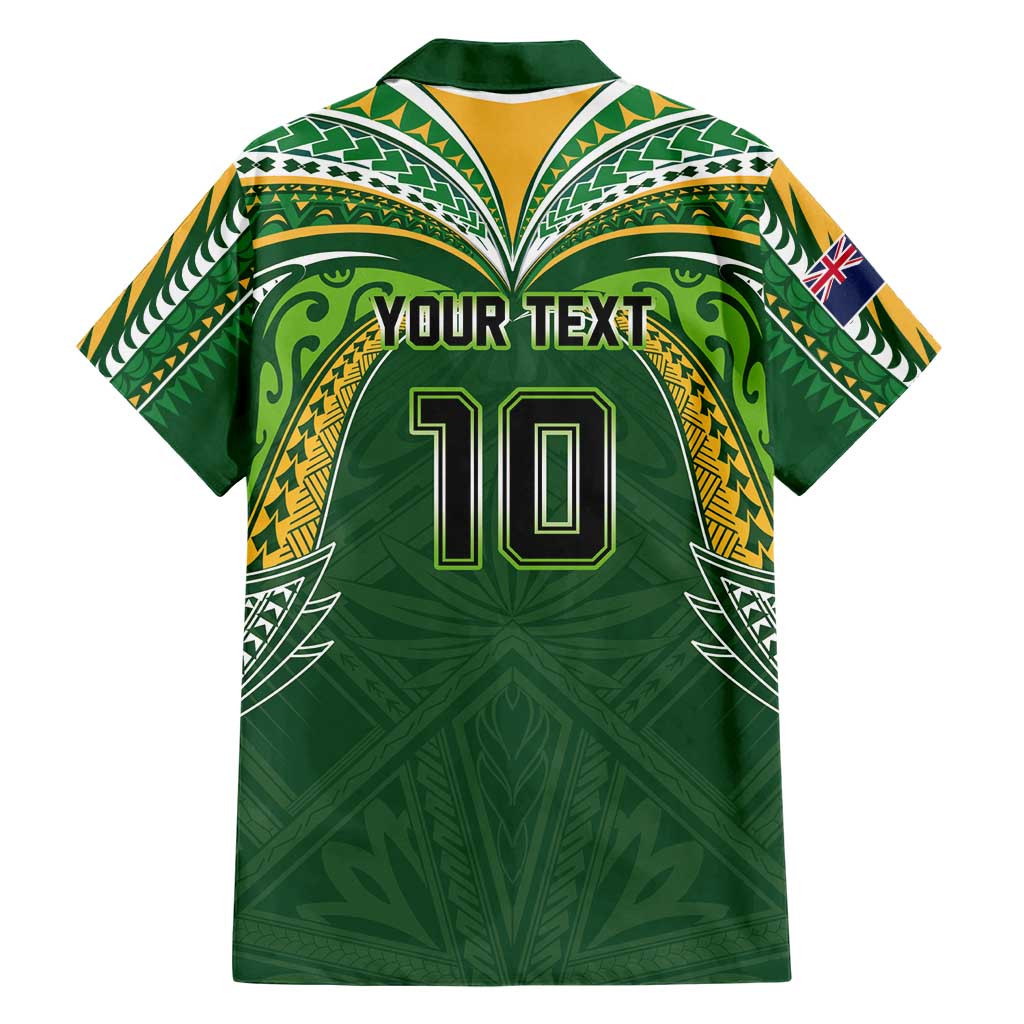 Custom Cook Islands Rugby League Family Matching Mermaid Dress and Hawaiian Shirt Tatau Tribal Motifs-Dark Green Color LT03 - Polynesian Pride