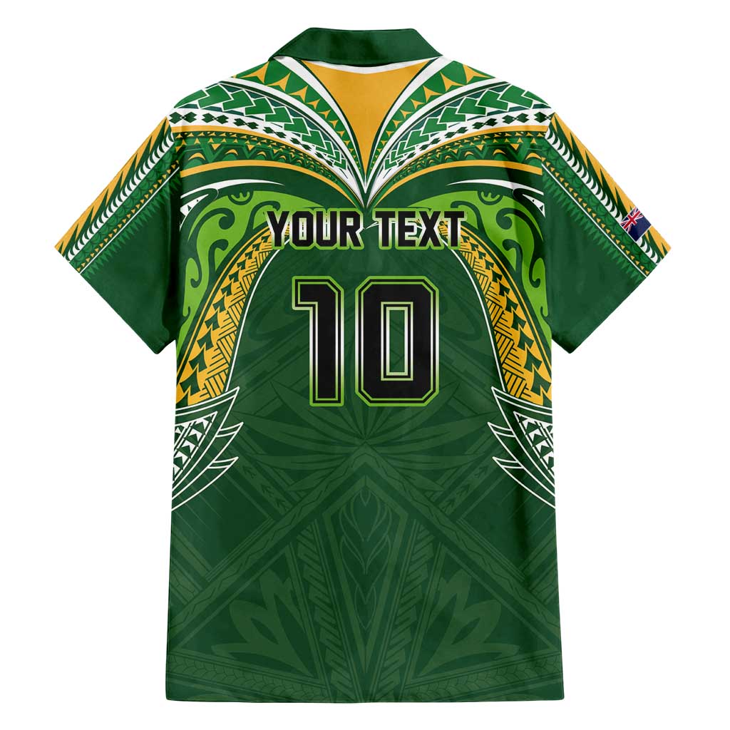 Custom Cook Islands Rugby League Family Matching Puletasi and Hawaiian Shirt Tatau Tribal Motifs-Dark Green Color - Polynesian Pride