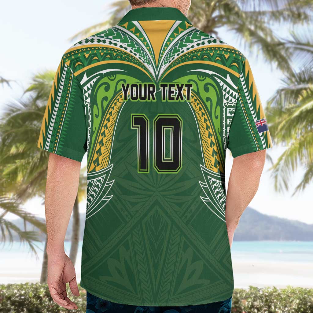Custom Cook Islands Rugby League Hawaiian Shirt Tatau Tribal Motifs-Dark Green Color - Polynesian Pride