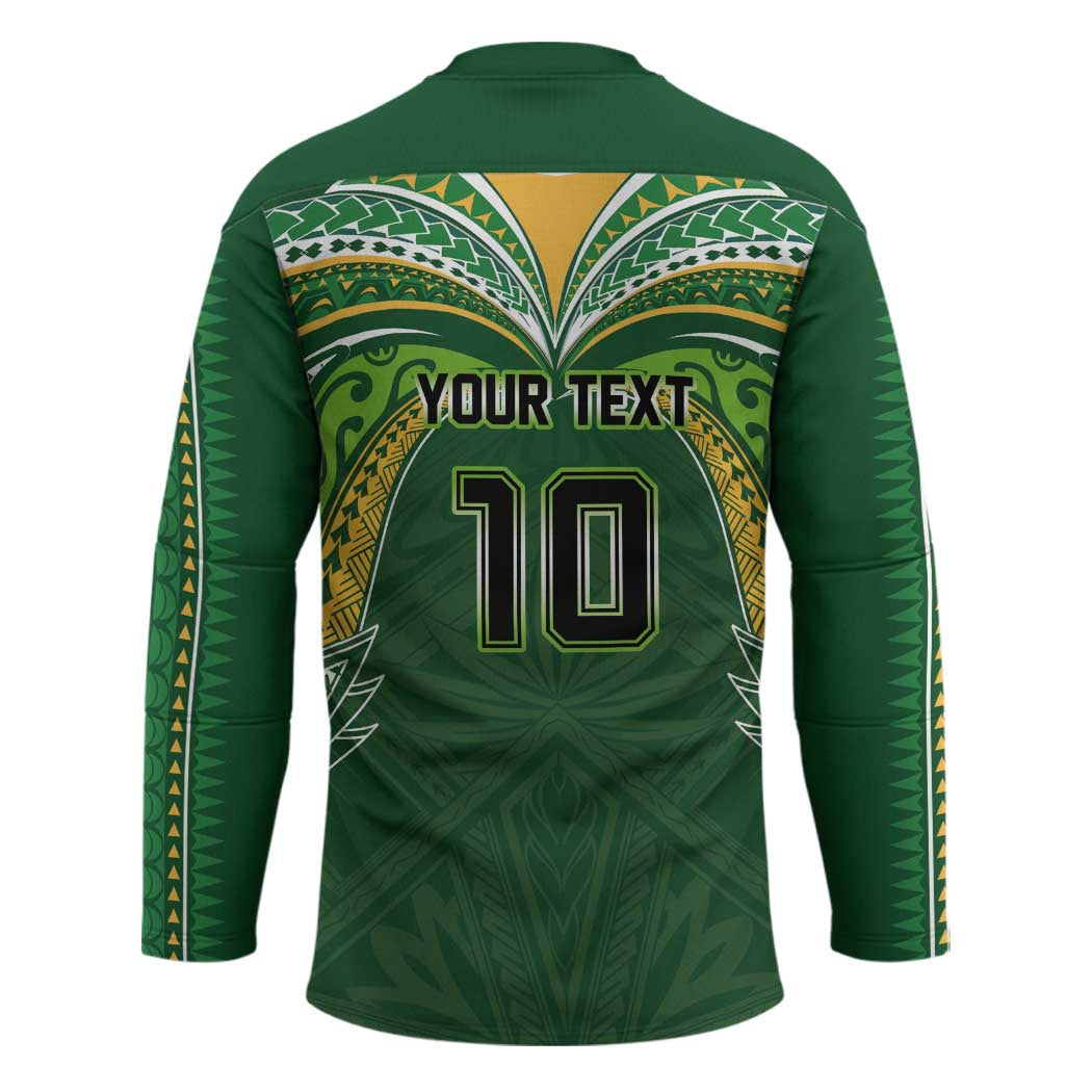 Custom Cook Islands Rugby League Hockey Jersey Tatau Tribal Motifs-Dark Green Color - Polynesian Pride