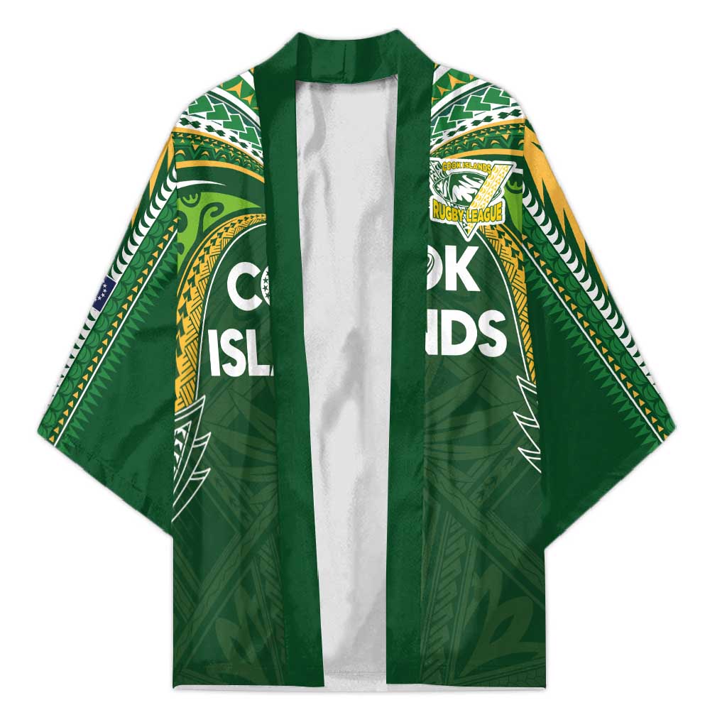 Custom Cook Islands Rugby League Kimono Tatau Tribal Motifs-Dark Green Color - Polynesian Pride
