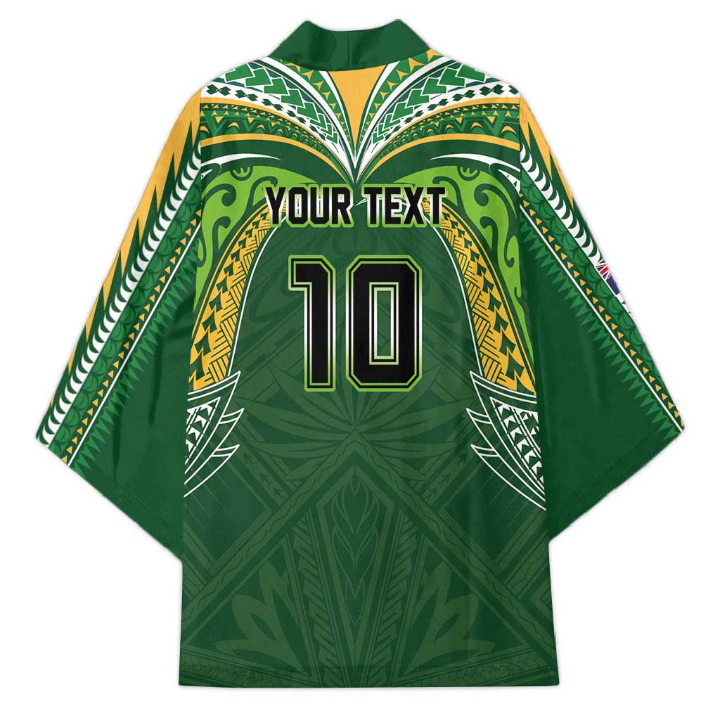 Custom Cook Islands Rugby League Kimono Tatau Tribal Motifs-Dark Green Color - Polynesian Pride