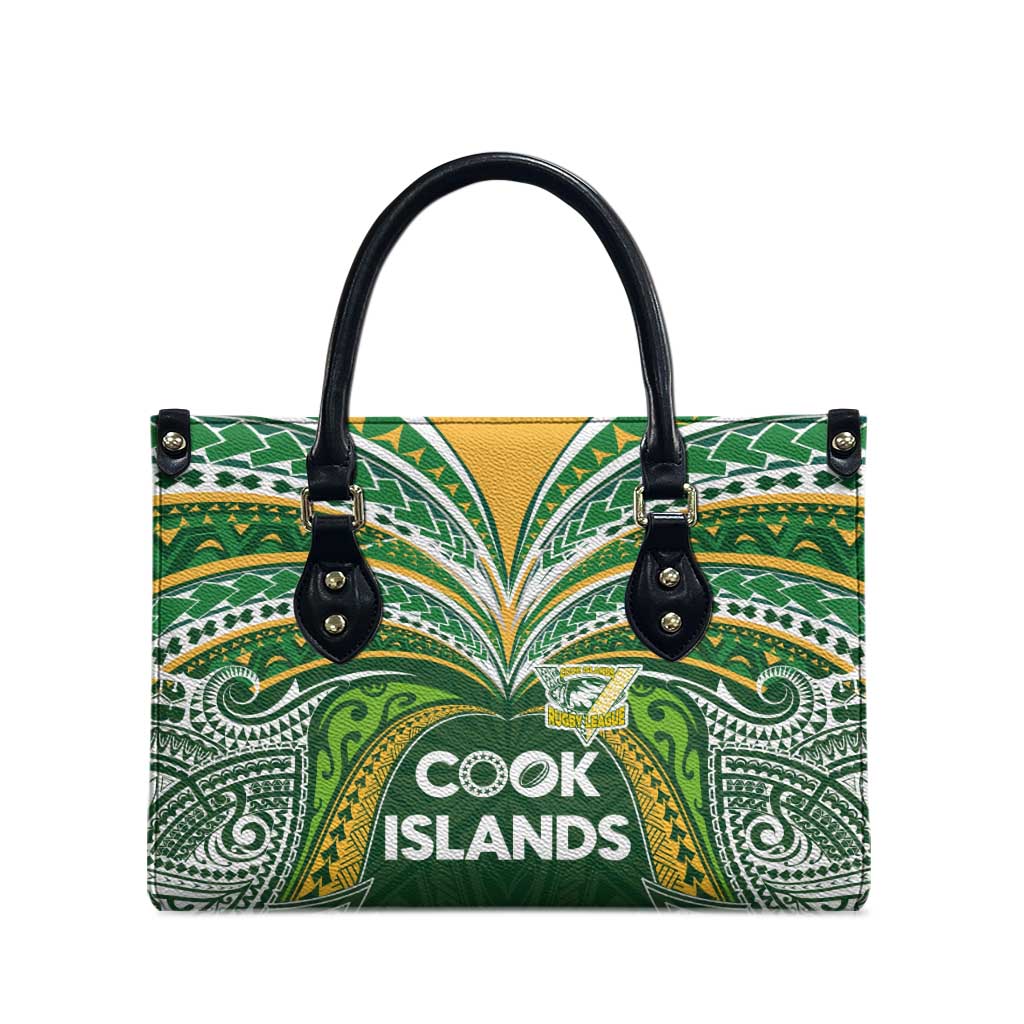 Cook Islands Rugby League Leather Bag Tatau Tribal Motifs-Dark Green Color - Polynesian Pride