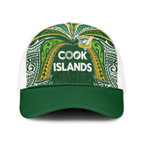 Cook Islands Rugby League Mesh Trucker Cap Tatau Tribal Motifs-Dark Green Color - Polynesian Pride