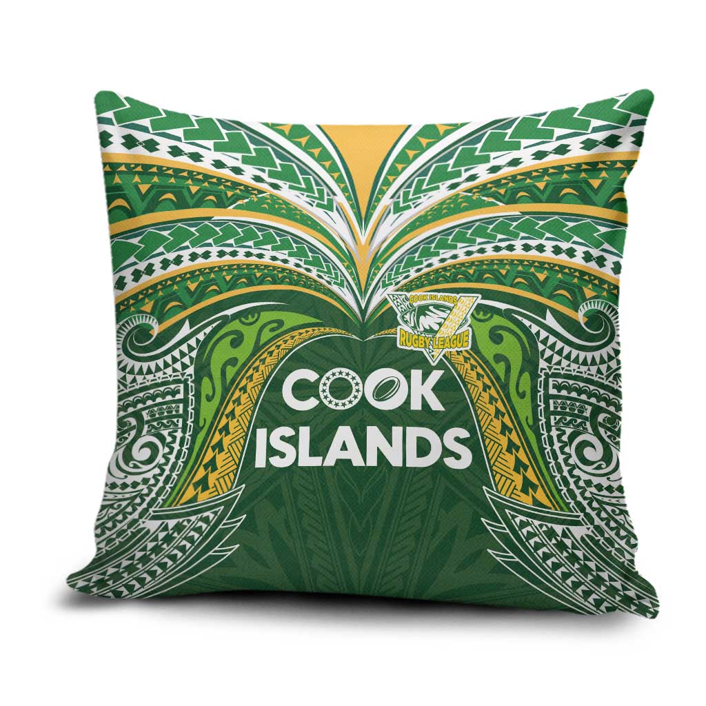 Cook Islands Rugby League Pillow Cover Tatau Tribal Motifs-Dark Green Color - Polynesian Pride