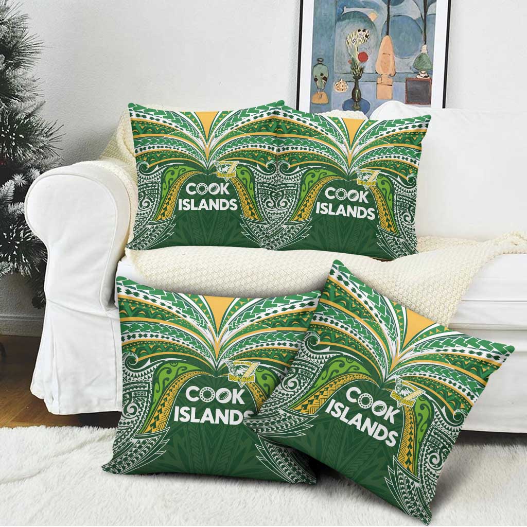 Cook Islands Rugby League Pillow Cover Tatau Tribal Motifs-Dark Green Color - Polynesian Pride