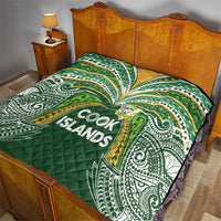Cook Islands Rugby League Quilt Tatau Tribal Motifs-Dark Green Color - Polynesian Pride
