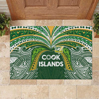 Cook Islands Rugby League Rubber Doormat Tatau Tribal Motifs-Dark Green Color - Polynesian Pride