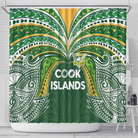 Cook Islands Rugby League Shower Curtain Tatau Tribal Motifs-Dark Green Color - Polynesian Pride