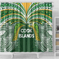 Cook Islands Rugby League Shower Curtain Tatau Tribal Motifs-Dark Green Color - Polynesian Pride