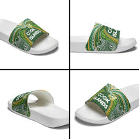 Cook Islands Rugby League Slide Sandals Tatau Tribal Motifs-Dark Green Color LT03 - Polynesian Pride