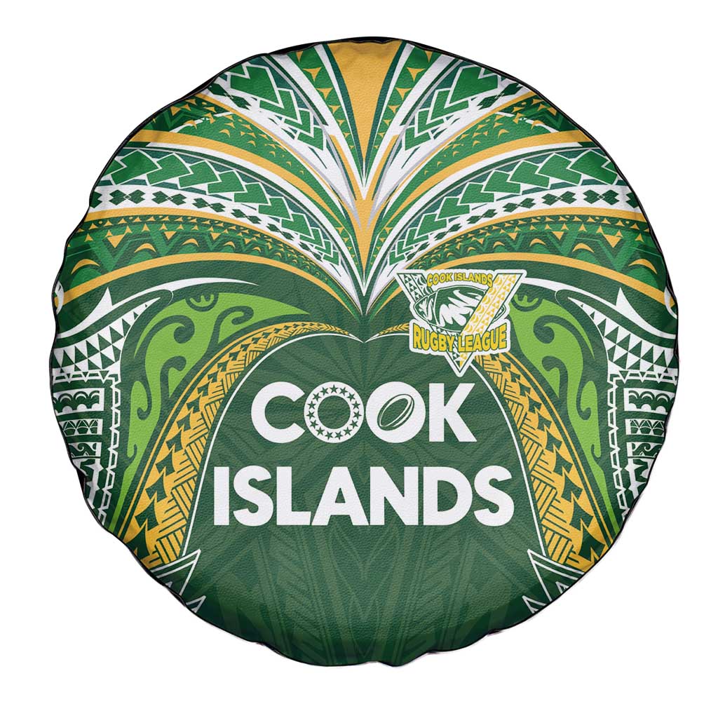 Cook Islands Rugby League Spare Tire Cover Tatau Tribal Motifs-Dark Green Color - Polynesian Pride