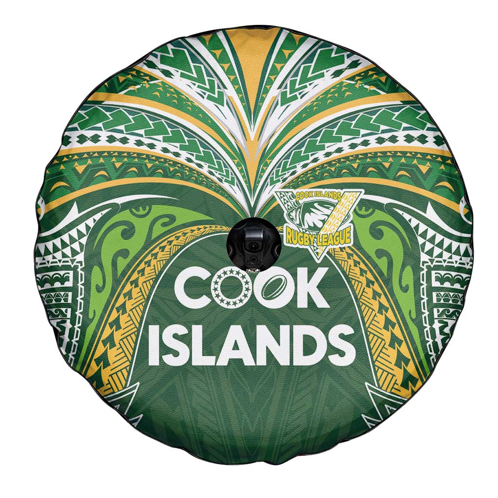 Cook Islands Rugby League Spare Tire Cover Tatau Tribal Motifs-Dark Green Color - Polynesian Pride