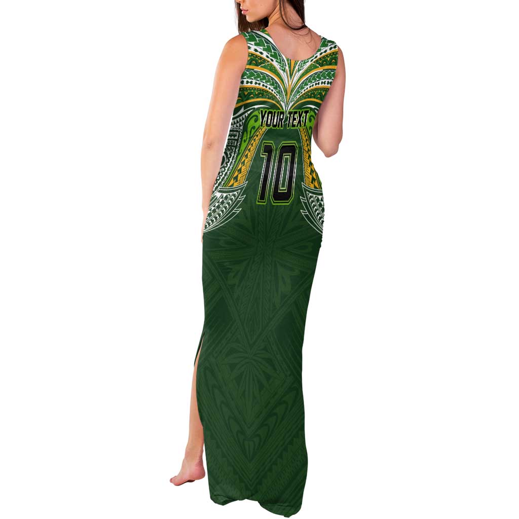Custom Cook Islands Rugby League Tank Maxi Dress Tatau Tribal Motifs-Dark Green Color - Polynesian Pride
