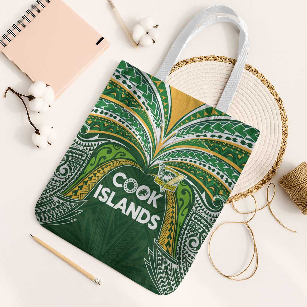 Cook Islands Rugby League Tote Bag Tatau Tribal Motifs-Dark Green Color - Polynesian Pride