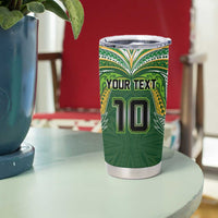 Custom Cook Islands Rugby League Tumbler Cup Tatau Tribal Motifs-Dark Green Color - Polynesian Pride
