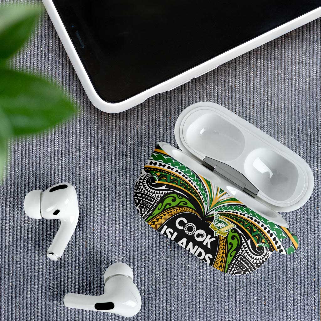 Cook Islands Rugby League AirPods Case Tatau Tribal Motifs-Black Color - Polynesian Pride
