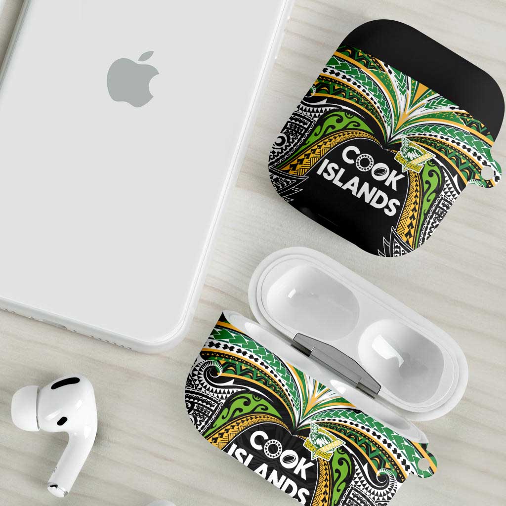 Cook Islands Rugby League AirPods Case Tatau Tribal Motifs-Black Color - Polynesian Pride