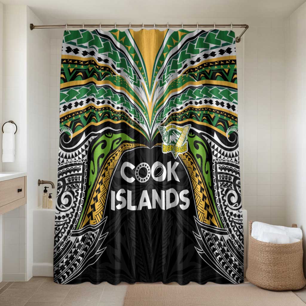 Cook Islands Rugby League Bathroom Set Tatau Tribal Motifs-Black Color - Polynesian Pride
