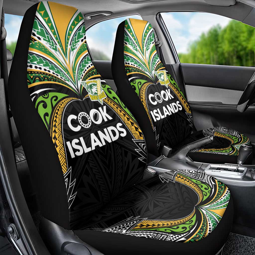 Cook Islands Rugby League Car Seat Cover Tatau Tribal Motifs-Black Color - Polynesian Pride