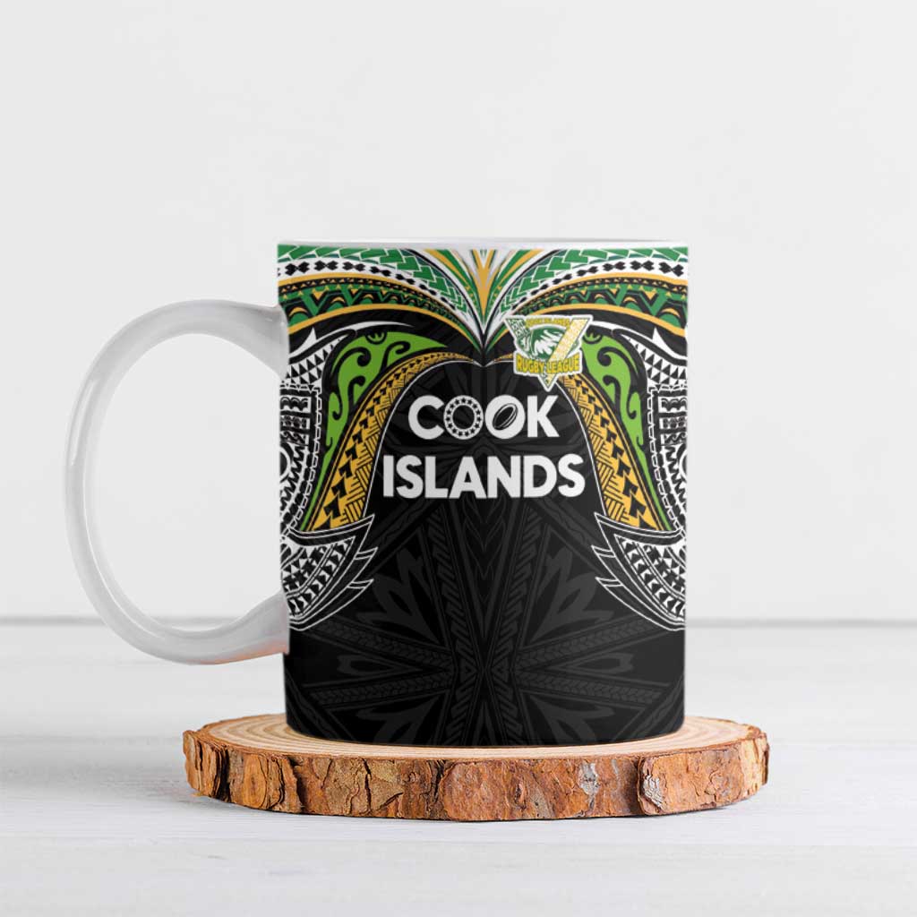 Custom Cook Islands Rugby League Ceramic Mug Tatau Tribal Motifs-Black Color - Polynesian Pride