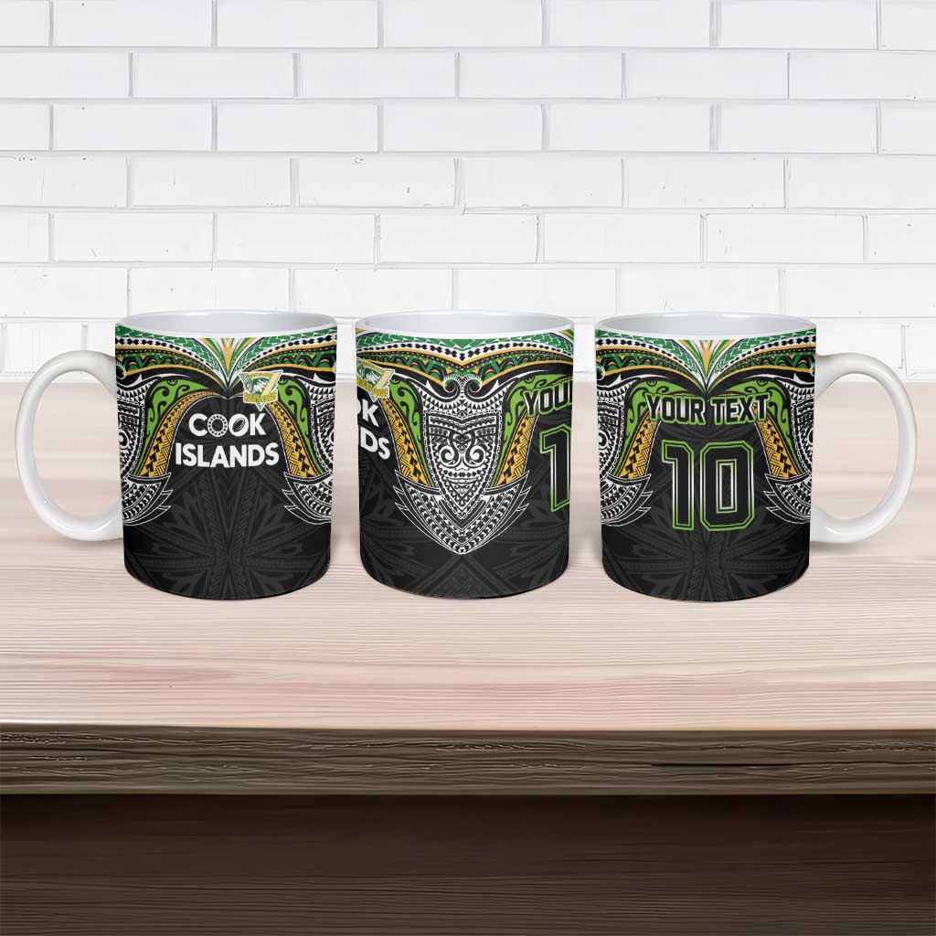 Custom Cook Islands Rugby League Ceramic Mug Tatau Tribal Motifs-Black Color - Polynesian Pride