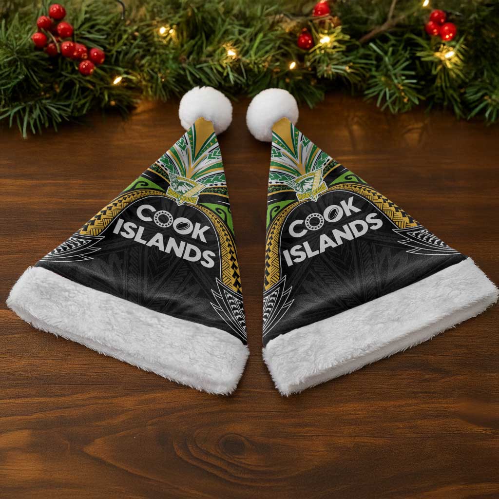Cook Islands Rugby League Christmas Santa Hat Tatau Tribal Motifs-Black Color - Polynesian Pride