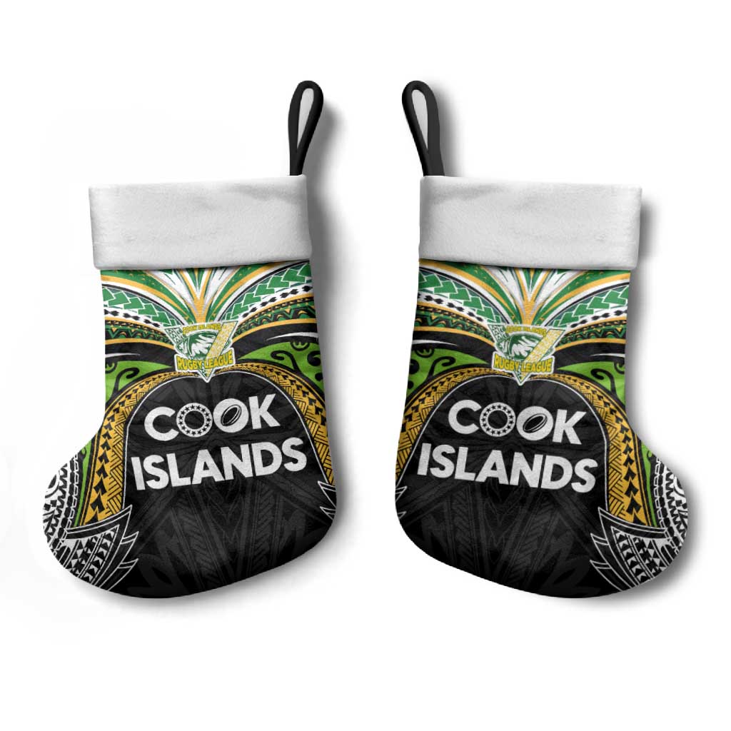 Cook Islands Rugby League Christmas Stocking Tatau Tribal Motifs-Black Color - Polynesian Pride
