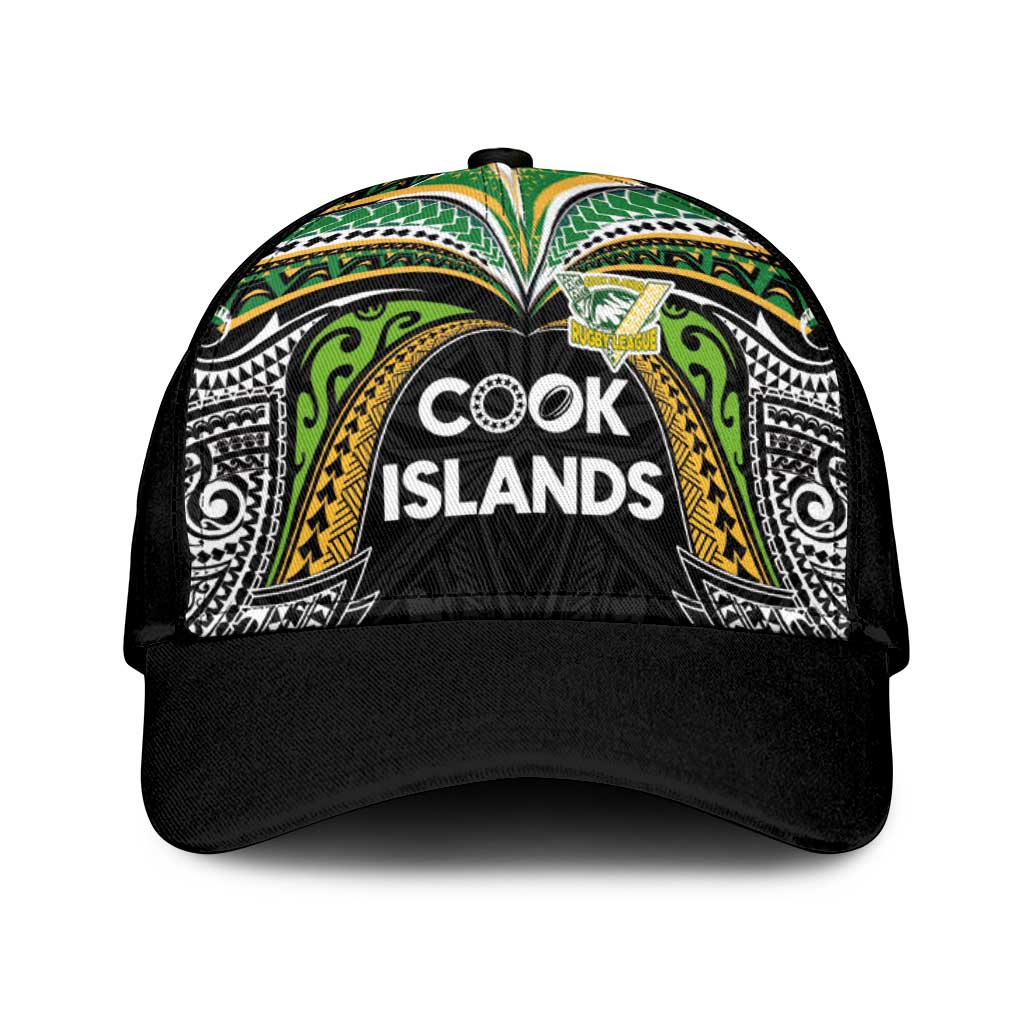 Cook Islands Rugby League Classic Cap Tatau Tribal Motifs-Black Color - Polynesian Pride