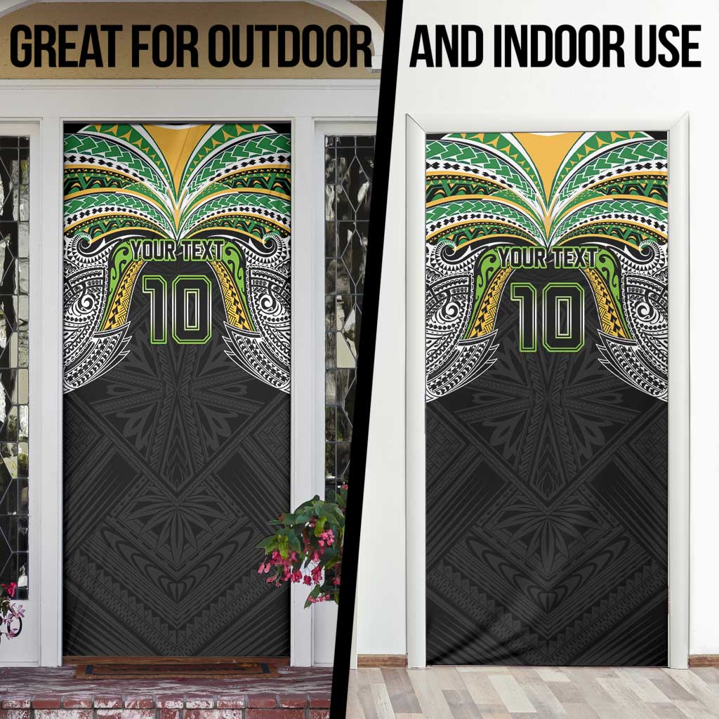 Custom Cook Islands Rugby League Door Cover Tatau Tribal Motifs-Black Color - Polynesian Pride