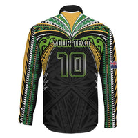 Custom Cook Islands Rugby League Family Matching Summer Maxi Dress and Hawaiian Shirt Tatau Tribal Motifs-Black Color LT03 - Polynesian Pride