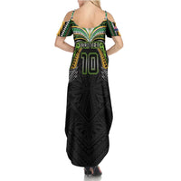 Custom Cook Islands Rugby League Family Matching Summer Maxi Dress and Hawaiian Shirt Tatau Tribal Motifs-Black Color LT03 - Polynesian Pride