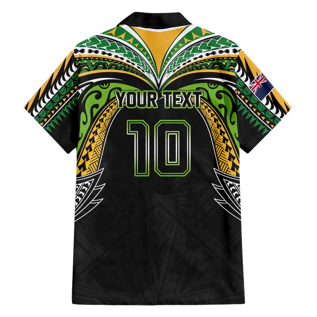 Custom Cook Islands Rugby League Family Matching Tank Maxi Dress and Hawaiian Shirt Tatau Tribal Motifs-Black Color LT03 - Polynesian Pride