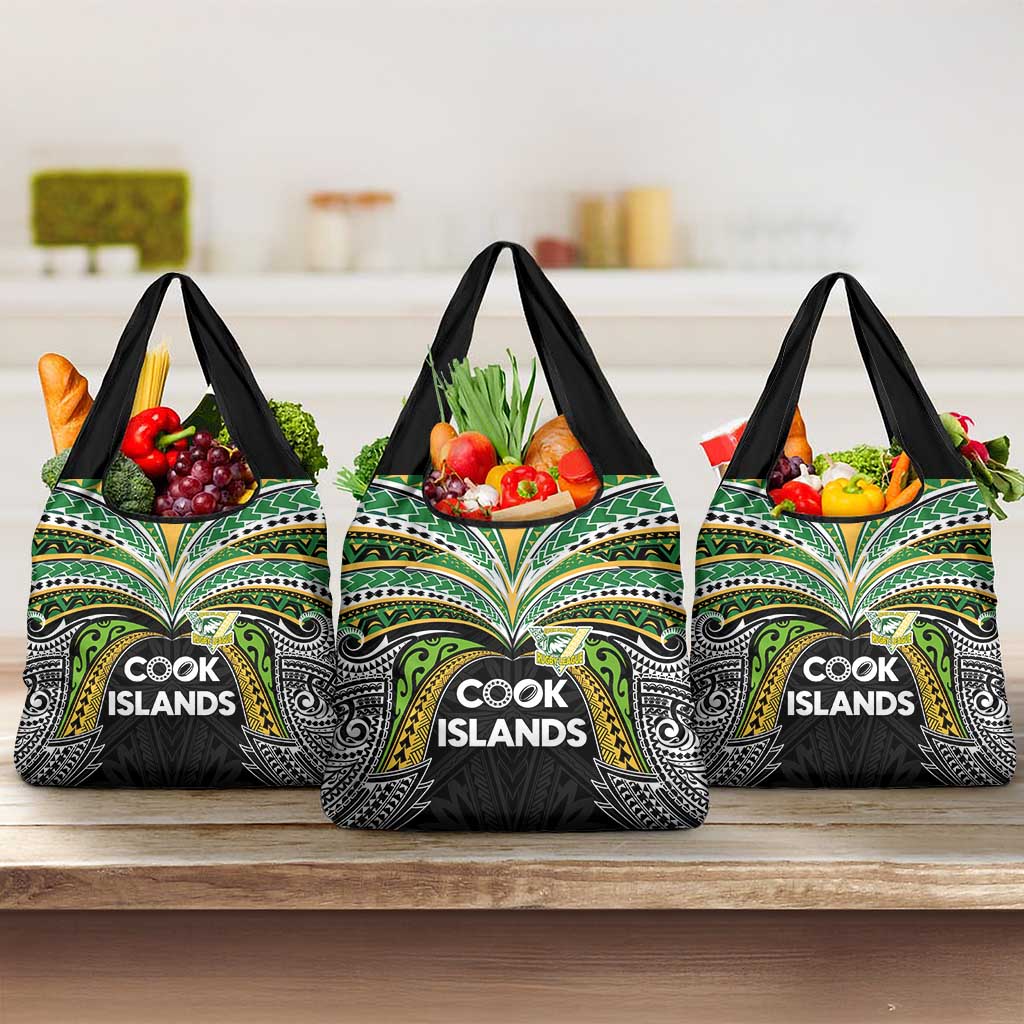 Cook Islands Rugby League Grocery Bag Tatau Tribal Motifs-Black Color - Polynesian Pride