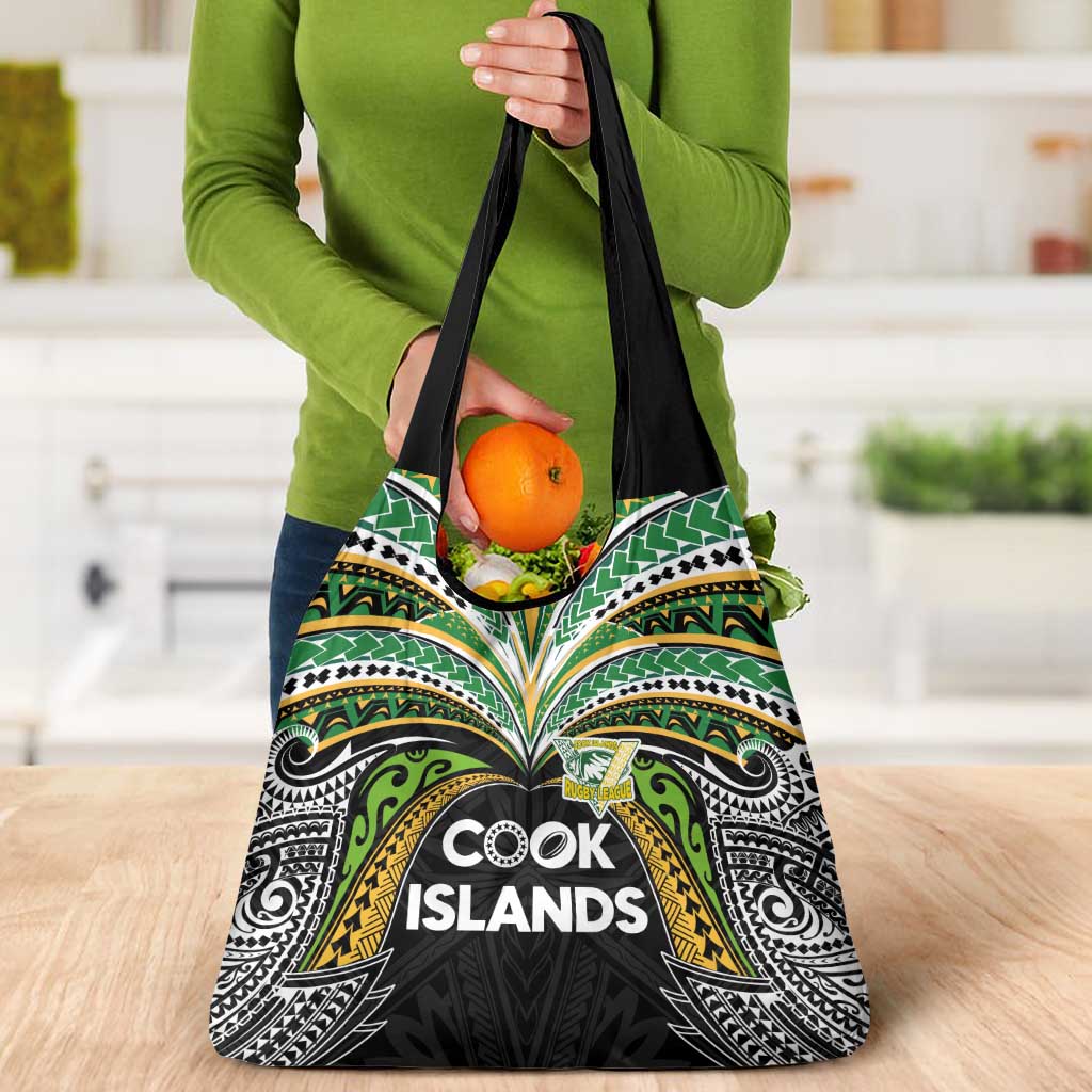 Cook Islands Rugby League Grocery Bag Tatau Tribal Motifs-Black Color - Polynesian Pride
