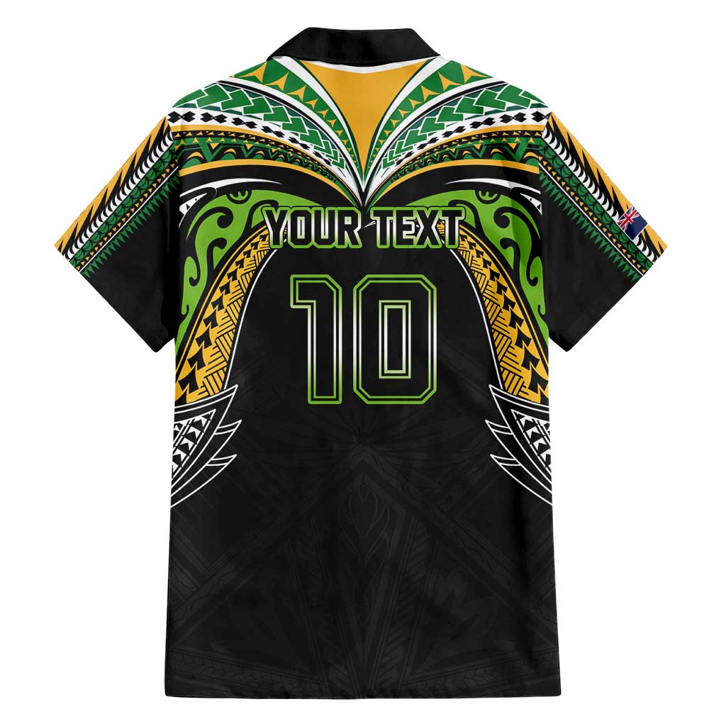 Custom Cook Islands Rugby League Hawaiian Shirt Tatau Tribal Motifs-Black Color - Polynesian Pride