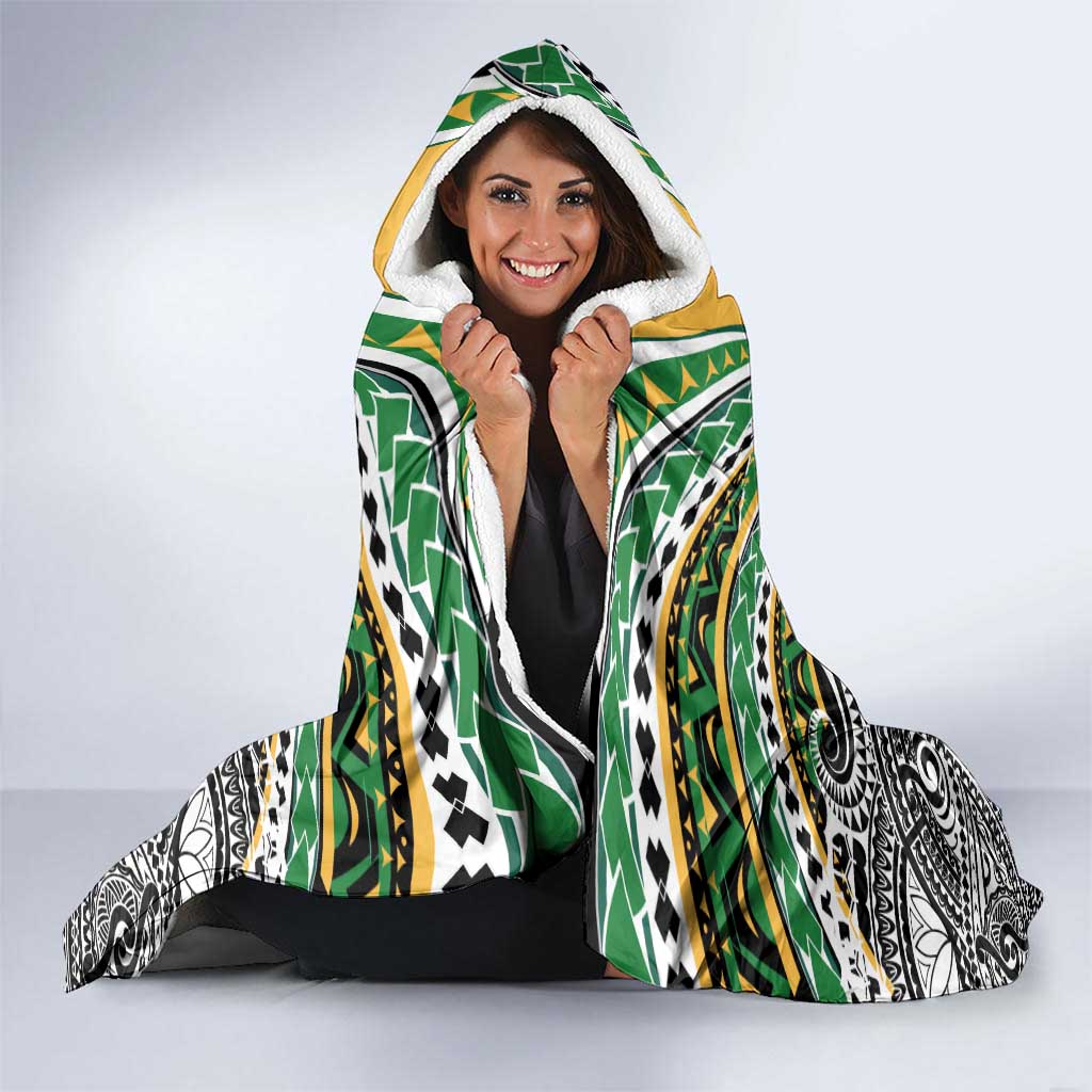Cook Islands Rugby League Hooded Blanket Tatau Tribal Motifs-Black Color - Polynesian Pride