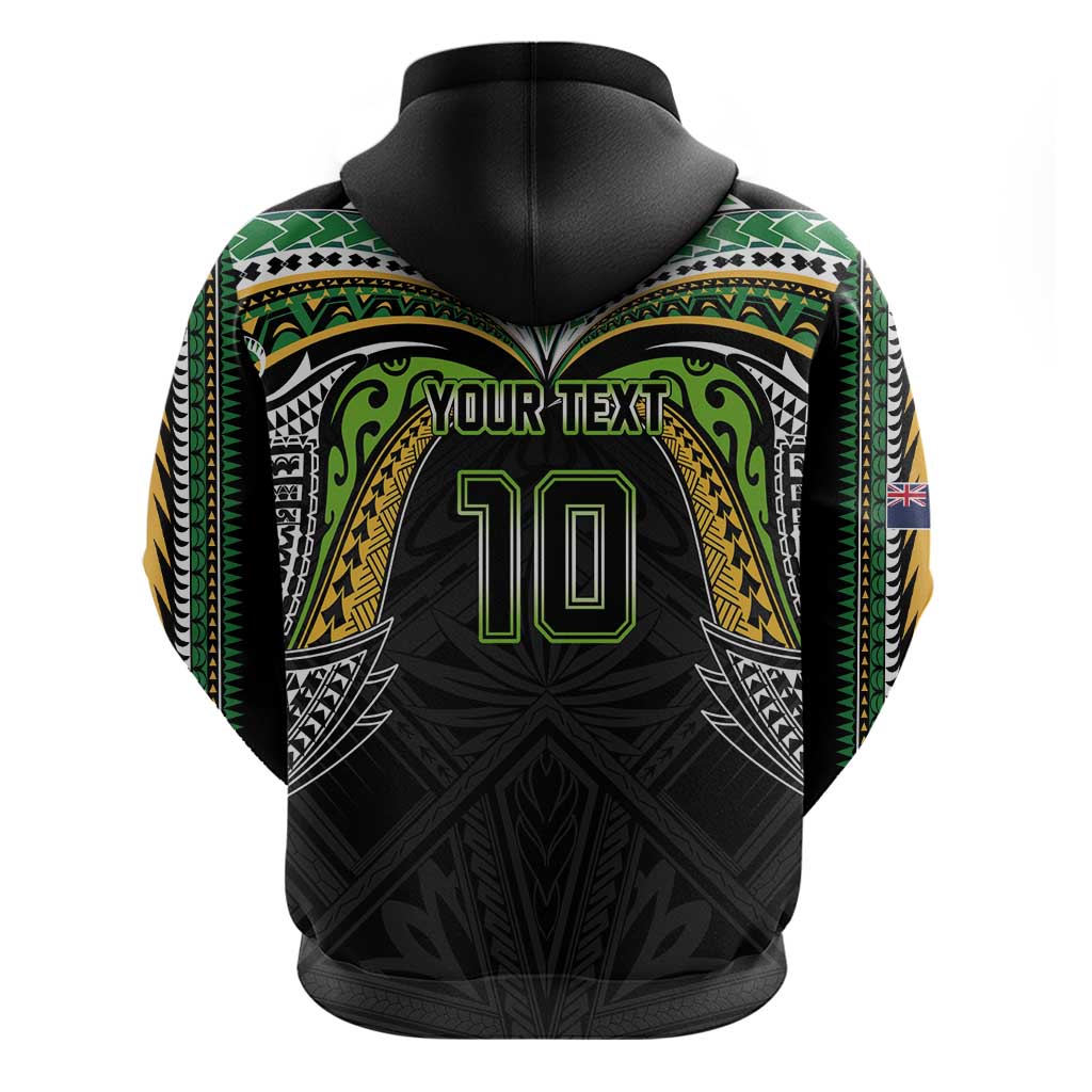 Custom Cook Islands Rugby League Hoodie Tatau Tribal Motifs-Black Color - Polynesian Pride