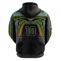 Custom Cook Islands Rugby League Hoodie Tatau Tribal Motifs-Black Color - Polynesian Pride