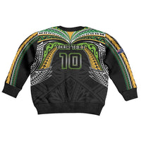 Custom Cook Islands Rugby League Kid Ugly Christmas Sweater Tatau Tribal Motifs-Black Color - Polynesian Pride